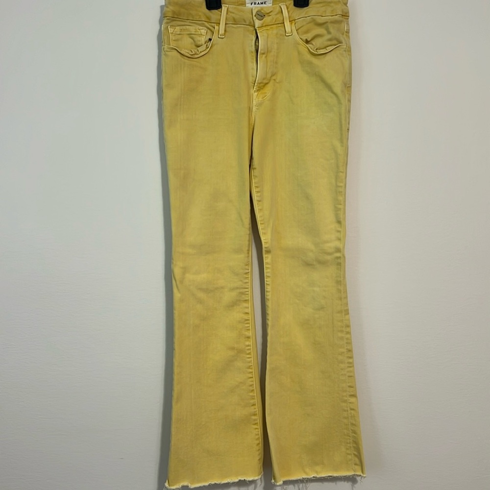 Yellow cropped Frame jeans